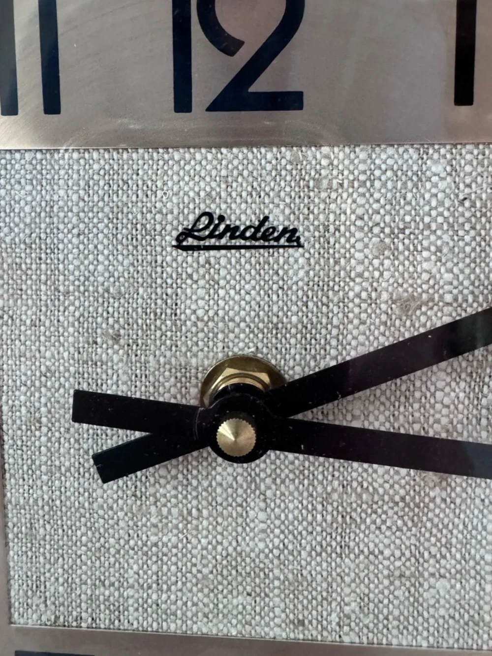 Vintage Linden square wall clock, wooden frame, Art Deco style 10”